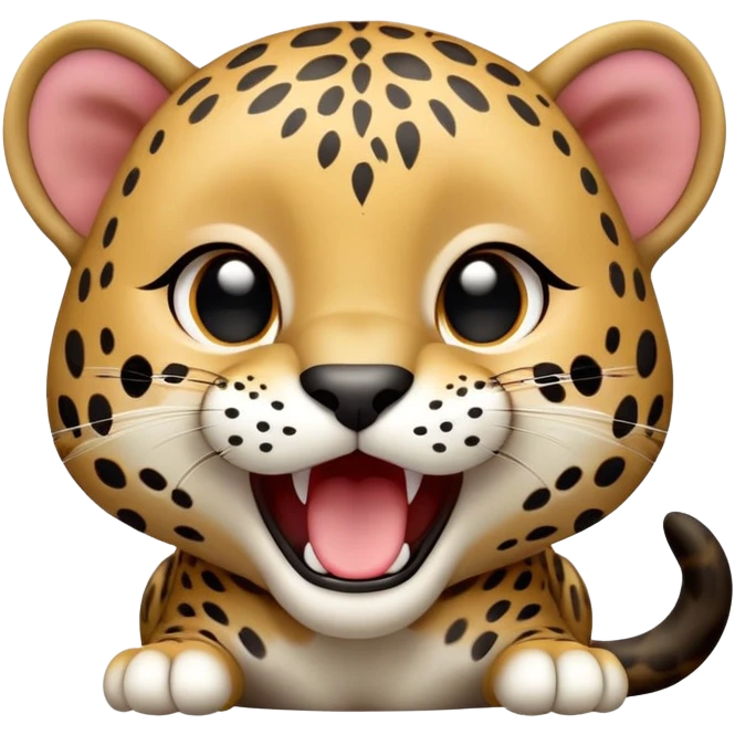 cinematic-realistic-yawning-baby jaguar-portrait-emoji,-head-tilted-slightly-with-a-dramatic,-wide-open-yawn,-showcasing-a-lithe,-graceful-build-with-distinctive-rosette-patterns-and-sleepy,-half-closed-eyes,-simplified-yet-irresistibly-adorable, realistic emoji