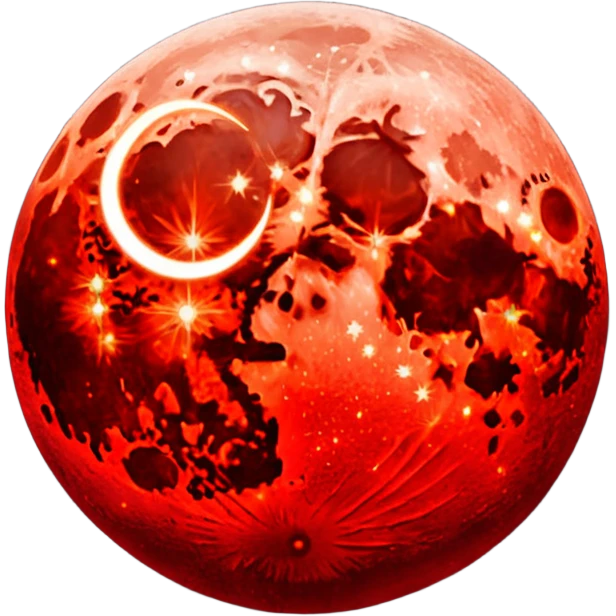glitter red blood moon crescente emoji