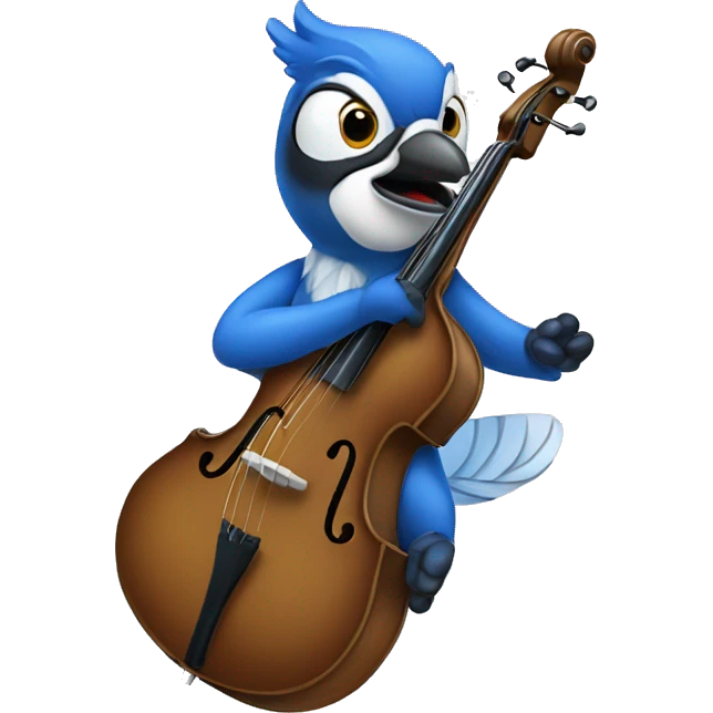 Blue Jay playing double bass emoji