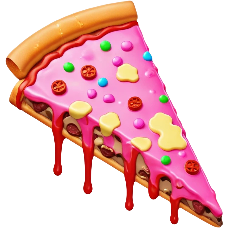 Melted neon  spam meat ice cream pizza slice emoji