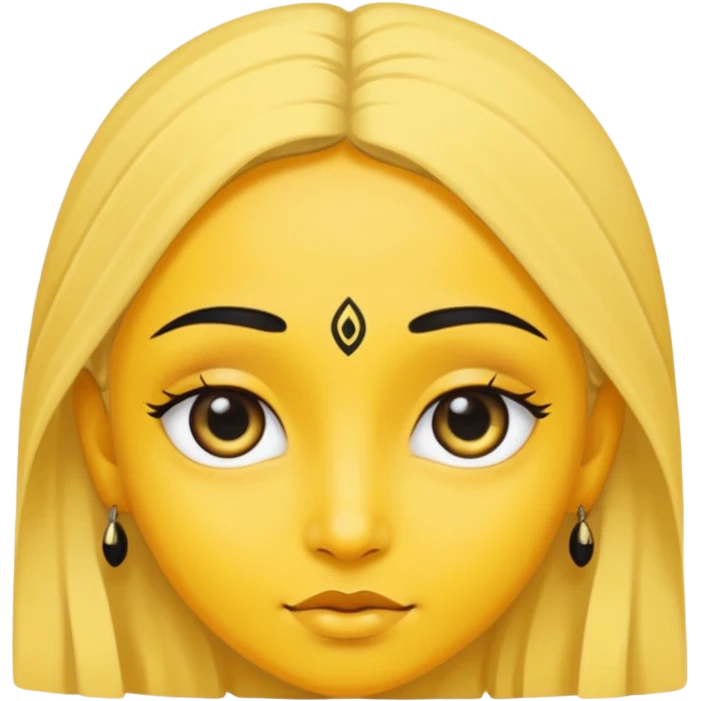 Yellow face with cute eyes and black bindi emoji