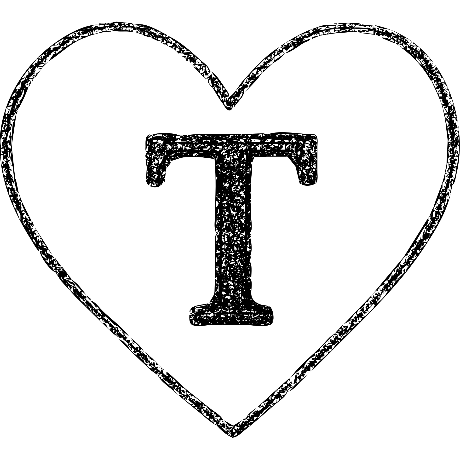 pink heart with a bold letter T in the center emoji