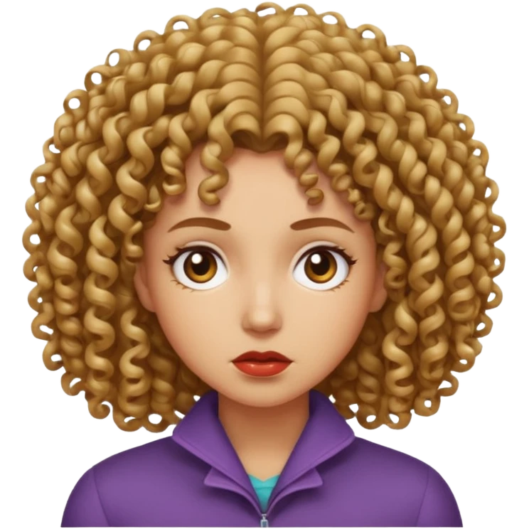 Mujer cabello crespo con cara de desprecio  emoji