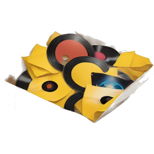 open cardboard box full of vinyl records emoji