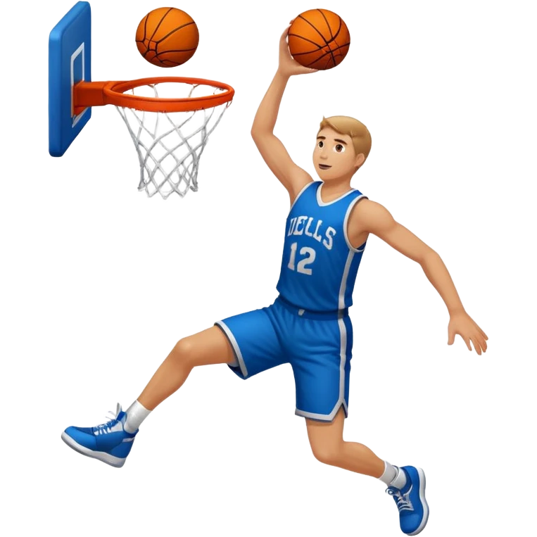 A white man with a basketball, doing a layup emoji