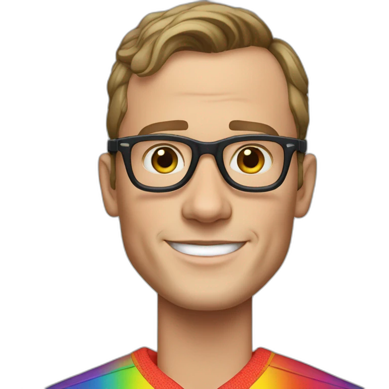 Jonathan Toews wearing glasses and rainbow clothes emoji