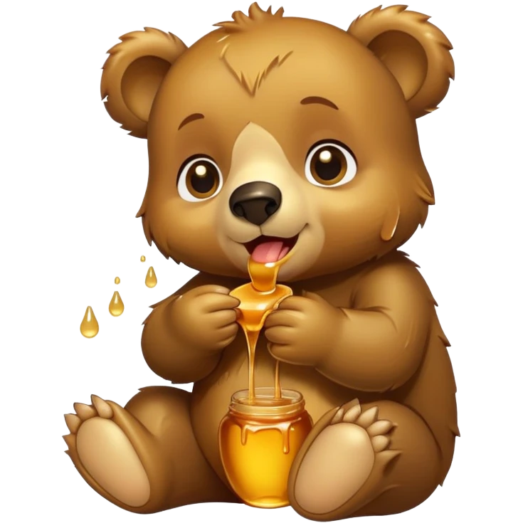 Cute baby bear eating honey emoji