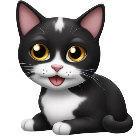 Black and white cat with a tongue out emoji