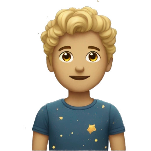 Person wearing t shirt filled with vintage detailed golden stars galaxies celestial emoji