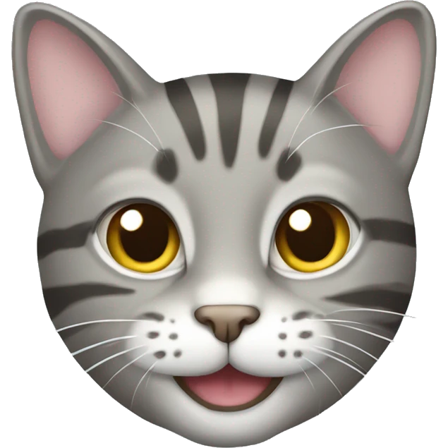 gray tabby cat smiling emoji