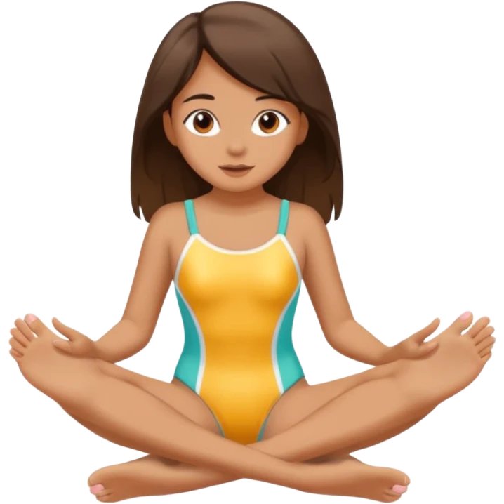 Girl wear swimsuit, The girl sits with her legs apart, show her feet emoji
