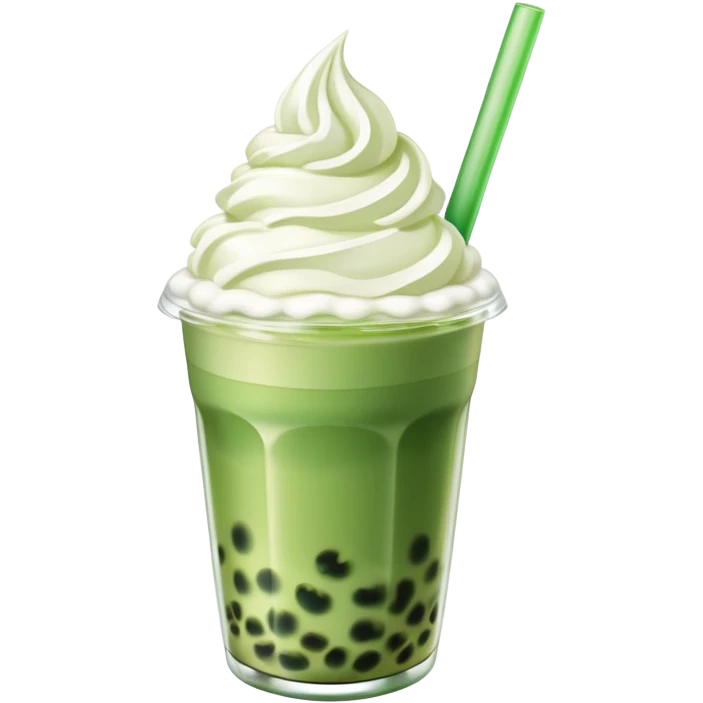 green bubble tea with whipped cream on top emoji