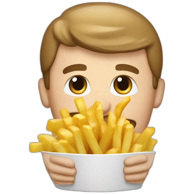 Macron qui mange un paquet de frites emoji