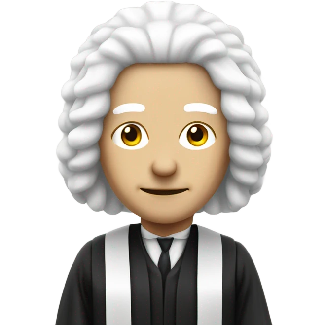 white UK judge with wig at an angle emoji