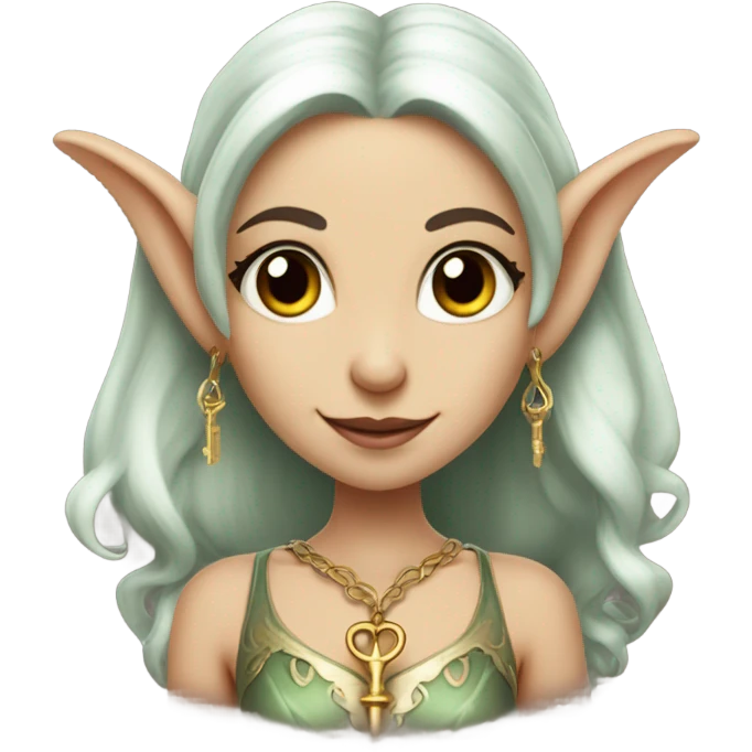 an elf woman login holding a big key emoji