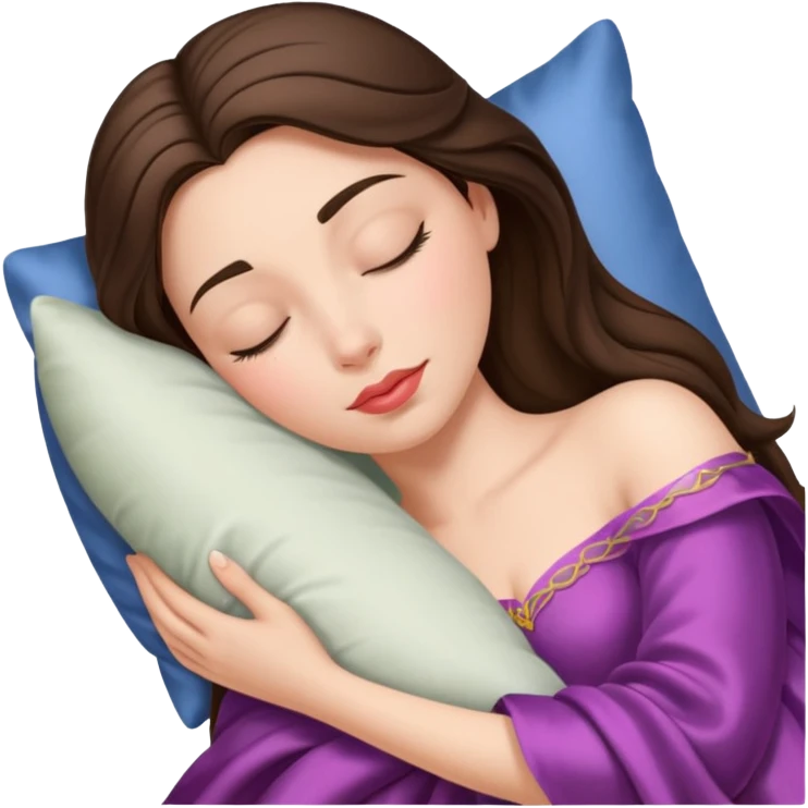 sleeping beauty brunette white girl with a silk pillow emoji