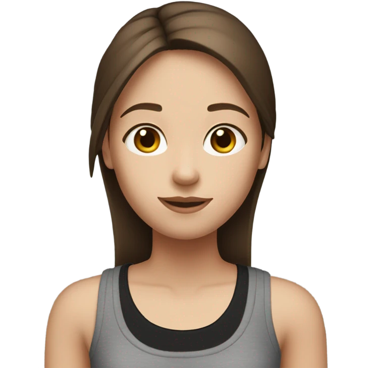 brown straight hair girl white skin black tank top  emoji