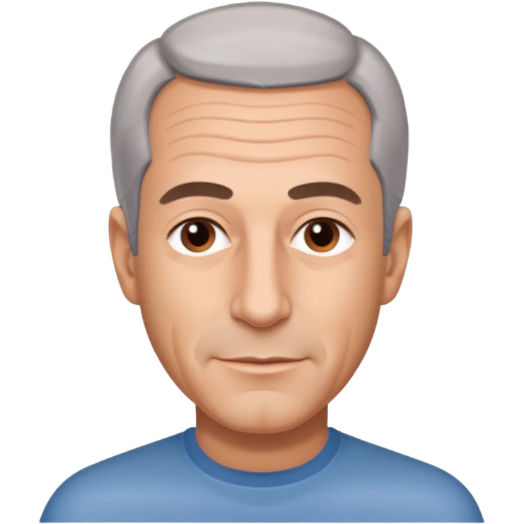 Create an Apple iOS emoji-style portrait of Jeffrey Epstein: clean vector shapes, smooth gradients, neutral expression, plain background, centered head-and-shoulders, high resolution. emoji