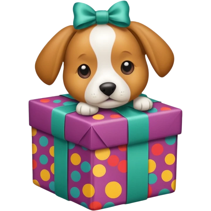 Dog in wrapped new yaer emoji