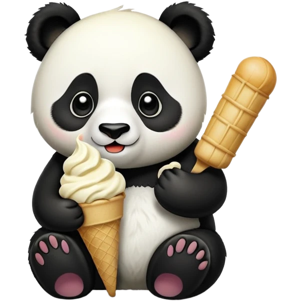 Panda eating ice cream emoji