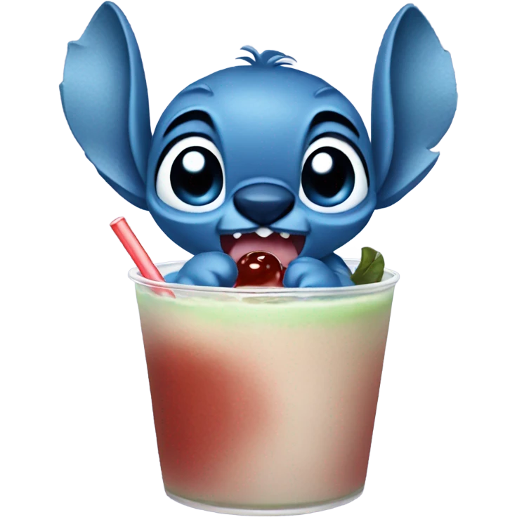 stitch drinking boba emoji