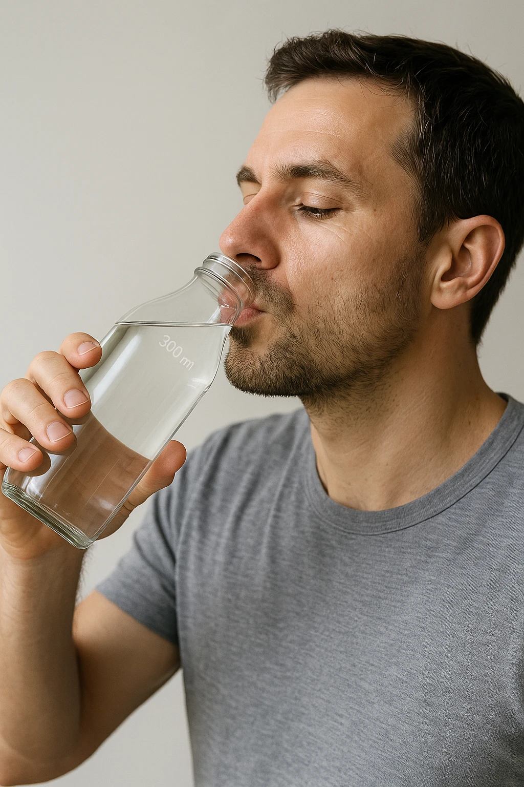 Uomo che beve acqua 300ml specifica emoji