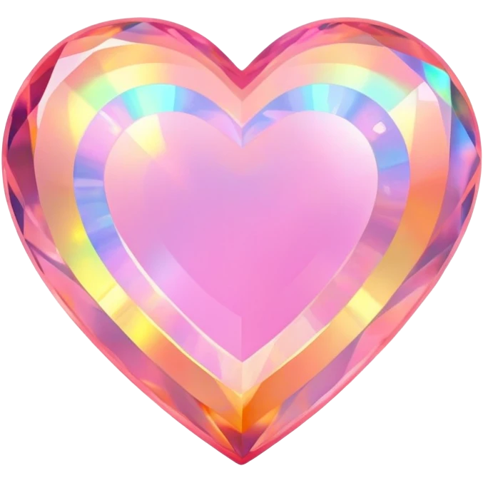 Heart cut pink fire opal gemstone with holographic rainbow plays of fire and brilliance emoji