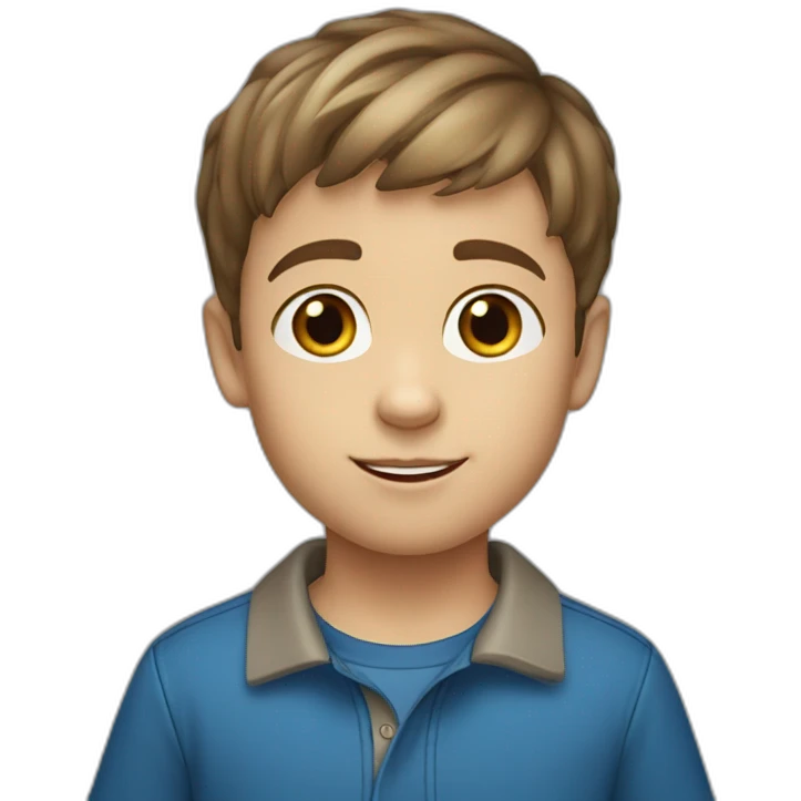 5 year old boy, with short brown hair, blue eyes, light skin color. emoji