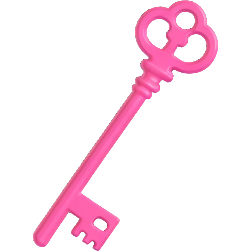 minimal 3D gothic key with pink highlight, simple and elegant emoji