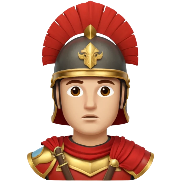 roman soldier head, roman helmet with gold accents and red crest emoji