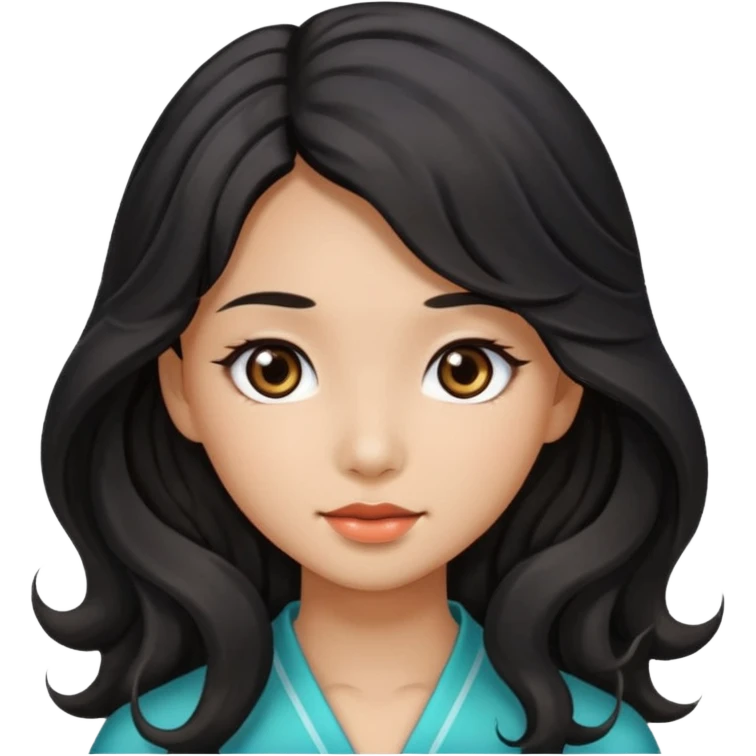 Beautiful girl,Black hair,wavy hair，long hair,Black eyes,Chinese and tan skin emoji
