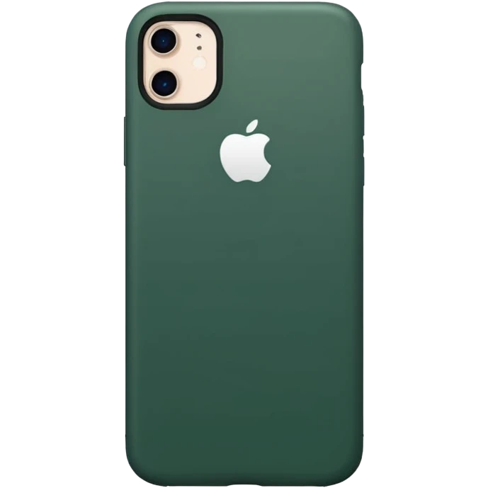 white iPhone with dark green case, modern minimalism emoji