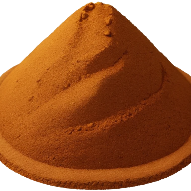 garam masala powder, small mound or scatter, rich brown, fine to grainy texture, warm brown to deep cinnamon, subtle specks, natural irregular shape, clean 3D, soft shadows, transparent background, emoji scale emoji