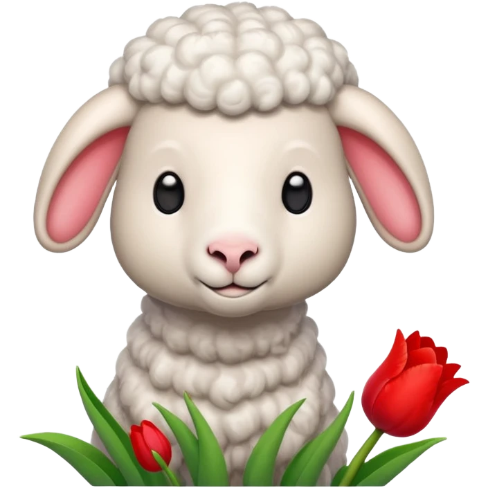 Oveja con un tulipán Al lado emoji
