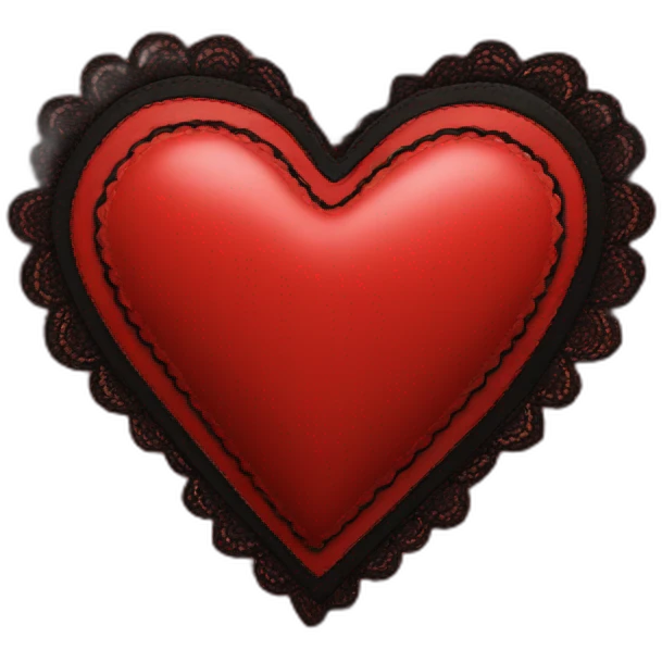 Red leather heart with black lace border emoji