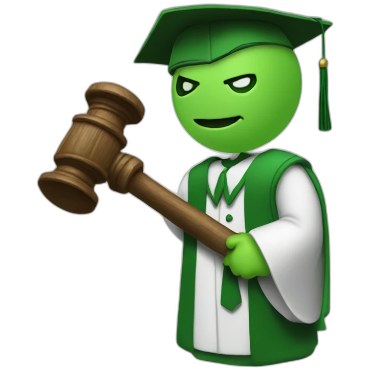 Green judge with hammer emoji