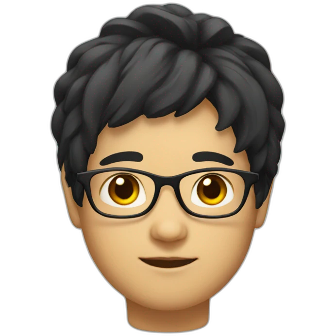 Chinese with glasses and black hair emoji