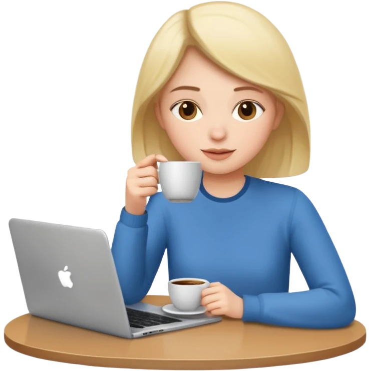 Working remote with coffee emoji