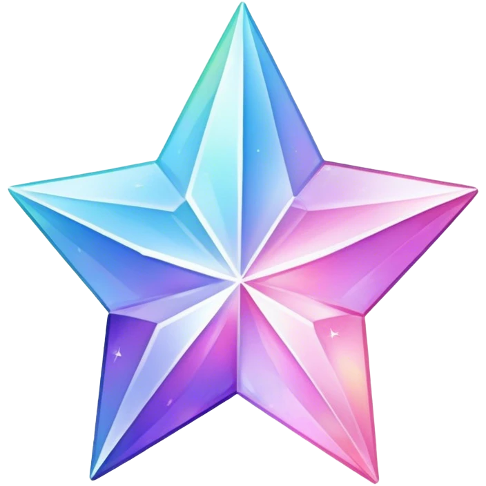 Gradient iridescent Pastel rainbow Pink violet blue crystal star  emoji