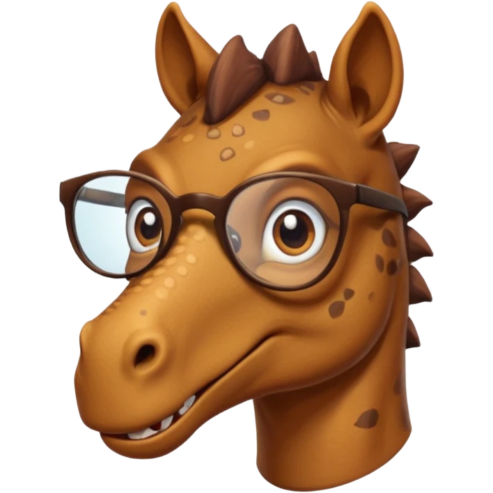 Dinosaur with glass on in a horse emoji