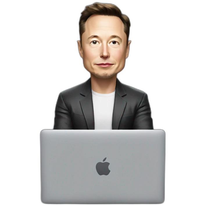 elon musk sitting using macbook emoji