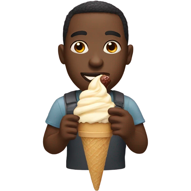 Black man eating ice cream  emoji