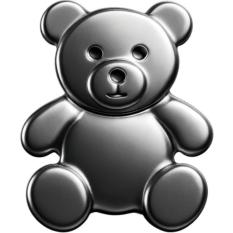 gold teddybear, metallic, shiny, icon emoji
