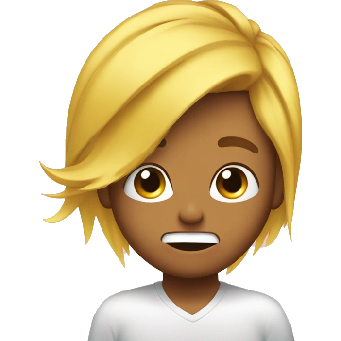 yello emoji swooping hair behind ear in embarrassment emoji