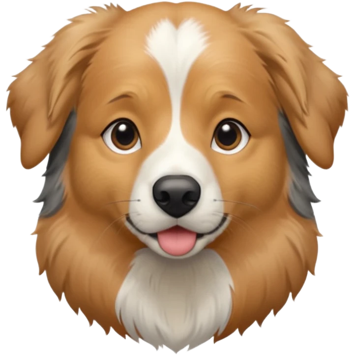 Australian Shepherd golden retriever tan eyebrows around nose and mouth black and grey fur on chest and everywhere else.  emoji