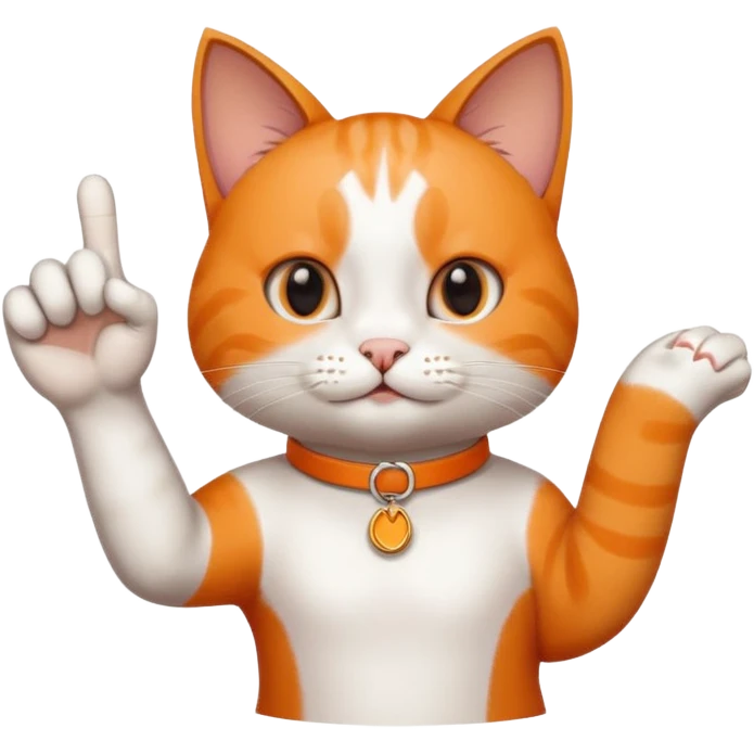 Cat pointing a finger at a hand doing the ok symbol emoji