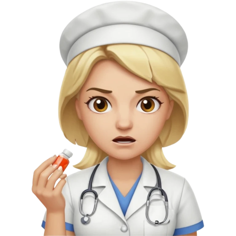 angry blonde nurse with pills emoji