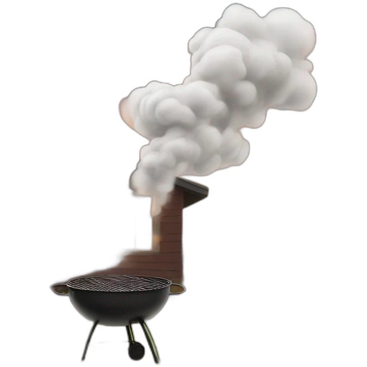a meat smoker in the backyard billowing smoke emoji