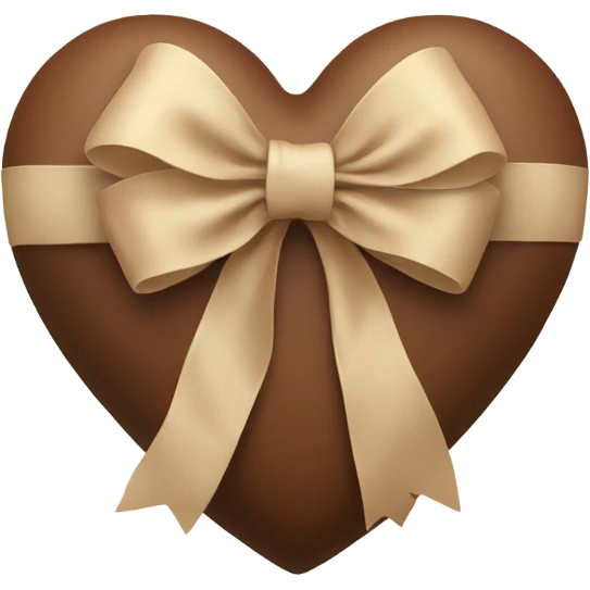 Brown heart with a beige bow emoji