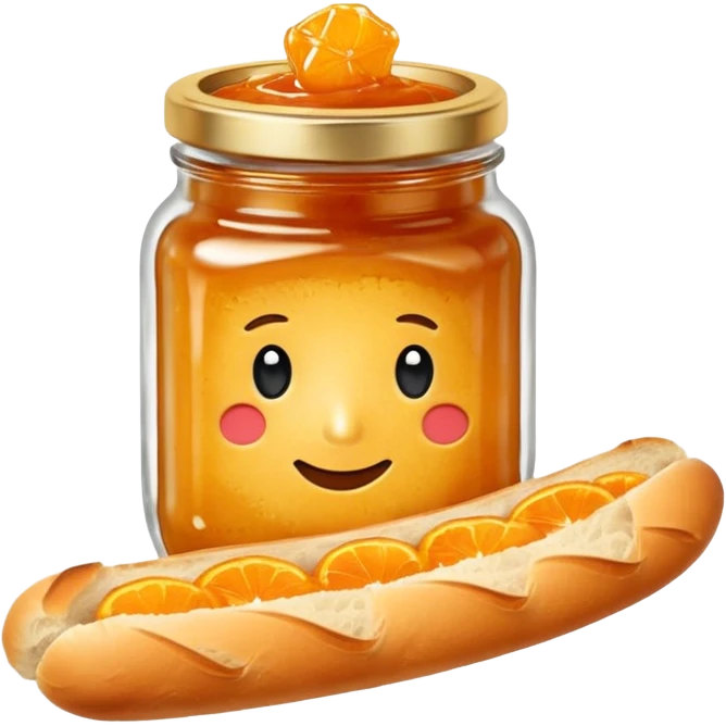 Hermès-style baguette with orange jam jar, luxury, cute emoji style emoji